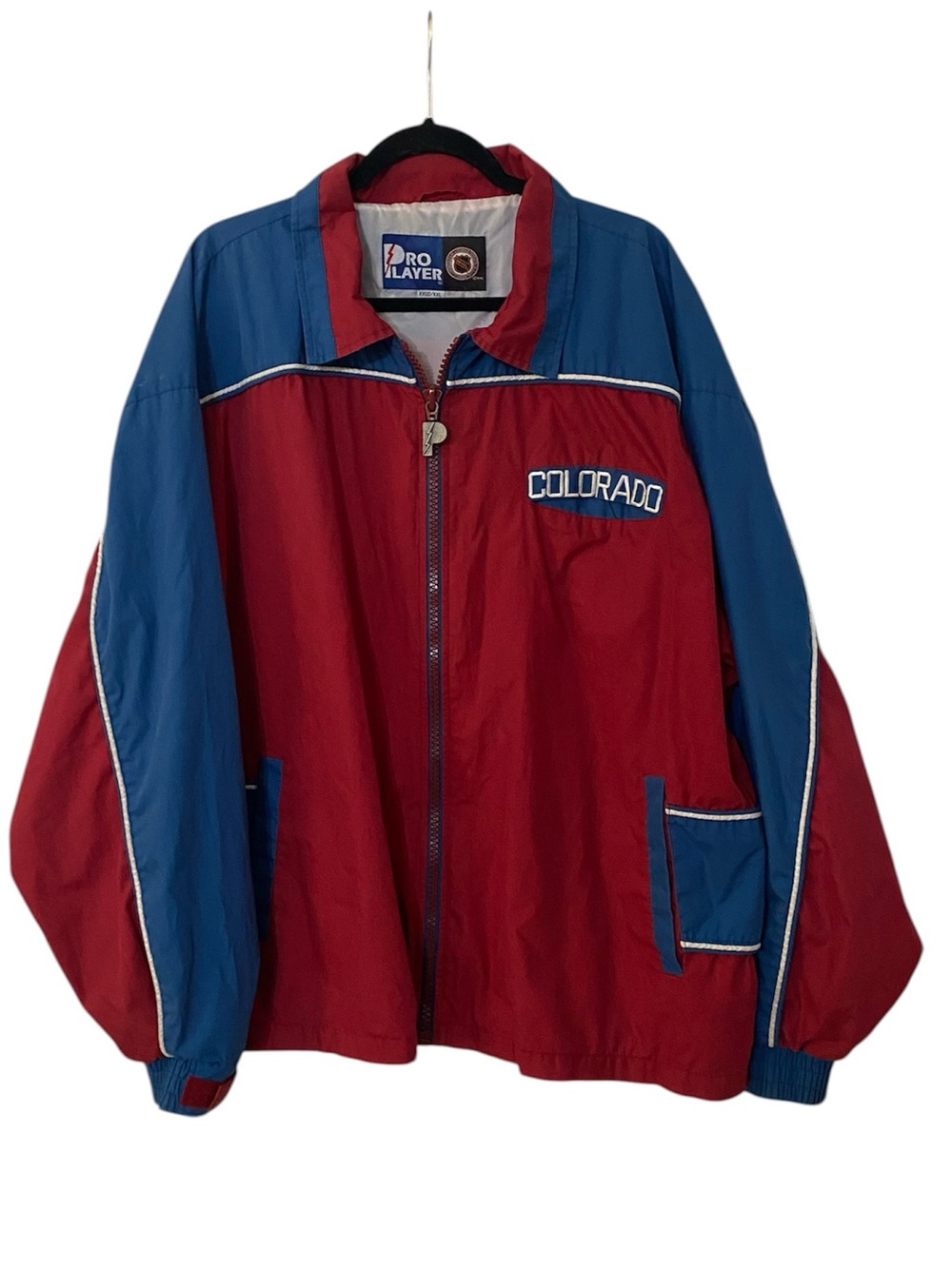 Vintage Pro Player Red and Blue Colorado Avalanche Hockey NHL Zip Jacket XXL